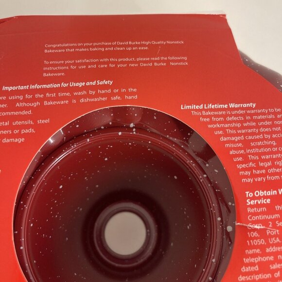 David Burke Gourmet Pro Red Fluted Bake Pan Heavy Gauge Steel 10in Oven Safe Hol - Picture 8 of 8